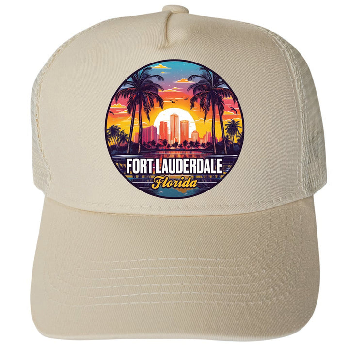 Fort Lauderdale Florida Design B Unisex Mesh Back Trucker Hat with Adjustable Snapback Image 3