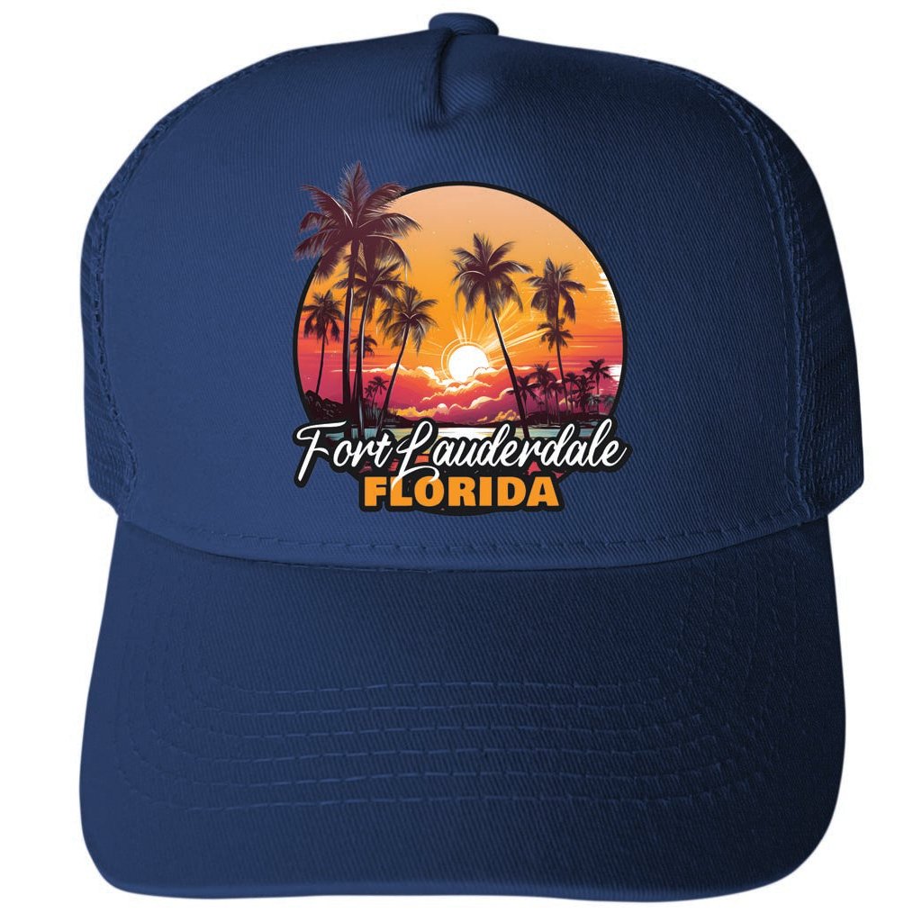 Fort Lauderdale Florida Design A Unisex Mesh Back Trucker Hat with Adjustable Snapback Image 1