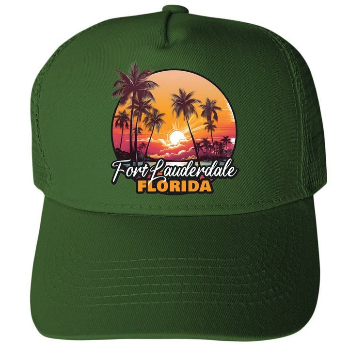 Fort Lauderdale Florida Design A Unisex Mesh Back Trucker Hat with Adjustable Snapback Image 2