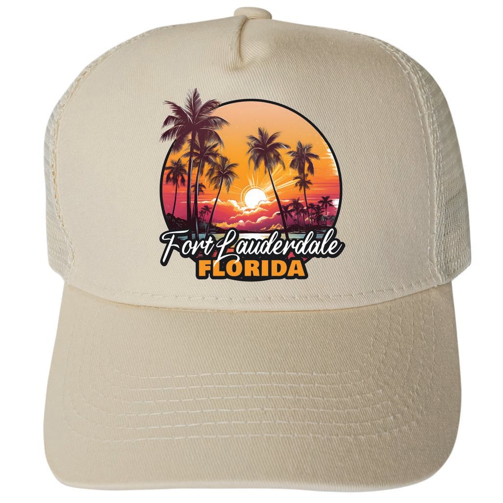 Fort Lauderdale Florida Design A Unisex Mesh Back Trucker Hat with Adjustable Snapback Image 3