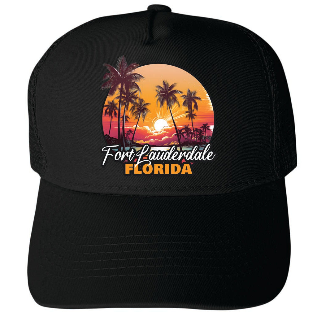 Fort Lauderdale Florida Design A Unisex Mesh Back Trucker Hat with Adjustable Snapback Image 4