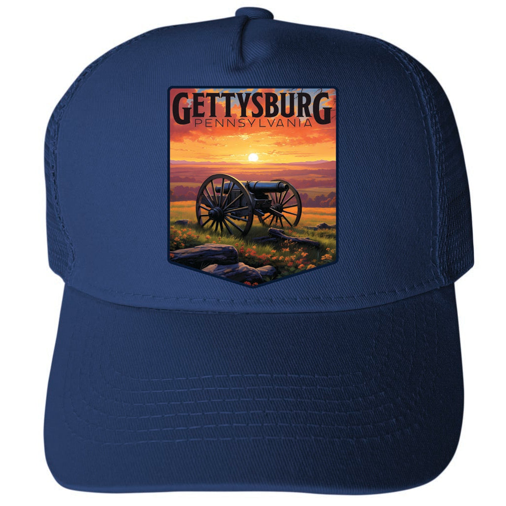 Gettysburg Pennsylvania Battlefield Design Unisex Mesh Back Trucker Hat with Adjustable Snapback Image 1