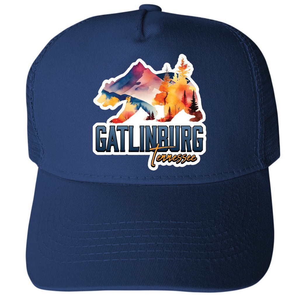 Gatlinburg Tennessee Design C Unisex Mesh Back Trucker Hat with Adjustable Snapback Image 2