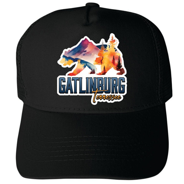 Gatlinburg Tennessee Design C Unisex Mesh Back Trucker Hat with Adjustable Snapback Image 3