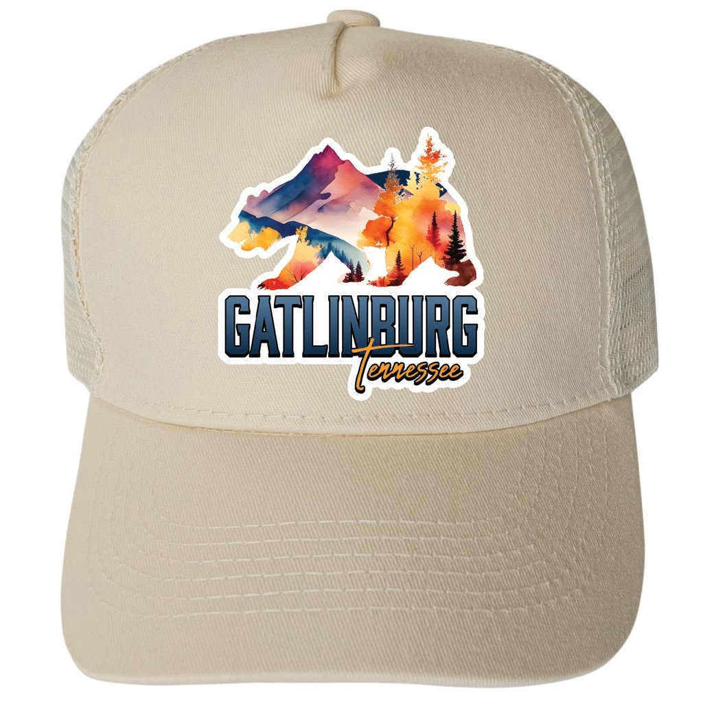 Gatlinburg Tennessee Design C Unisex Mesh Back Trucker Hat with Adjustable Snapback Image 4