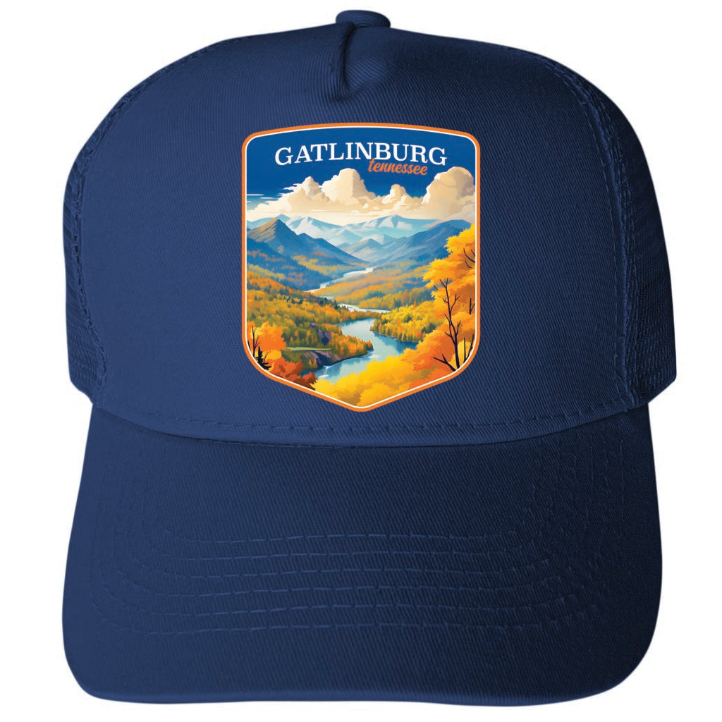 Gatlinburg Tennessee Design D Unisex Mesh Back Trucker Hat with Adjustable Snapback Image 1