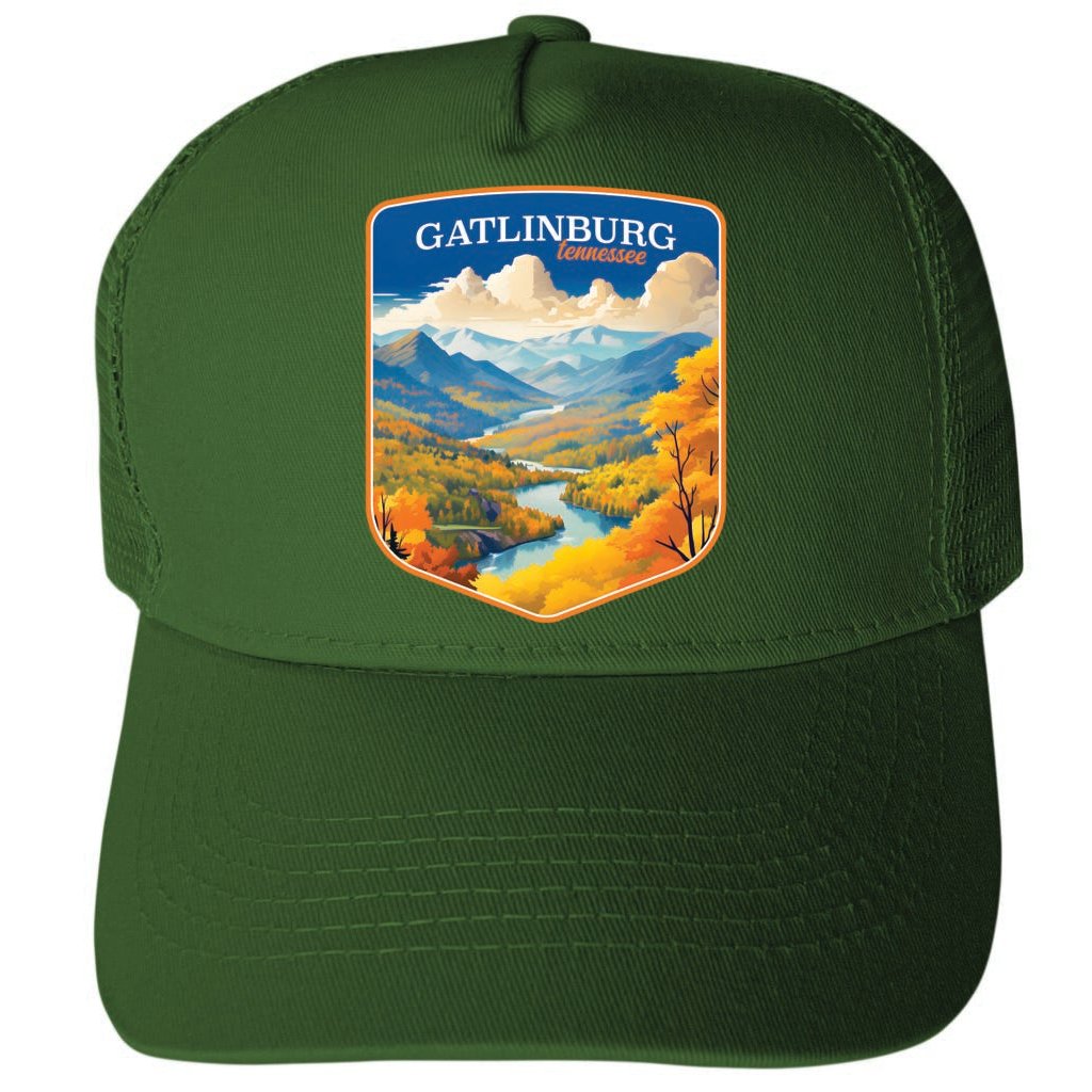 Gatlinburg Tennessee Design D Unisex Mesh Back Trucker Hat with Adjustable Snapback Image 2