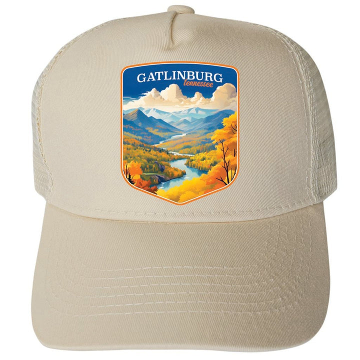 Gatlinburg Tennessee Design D Unisex Mesh Back Trucker Hat with Adjustable Snapback Image 3