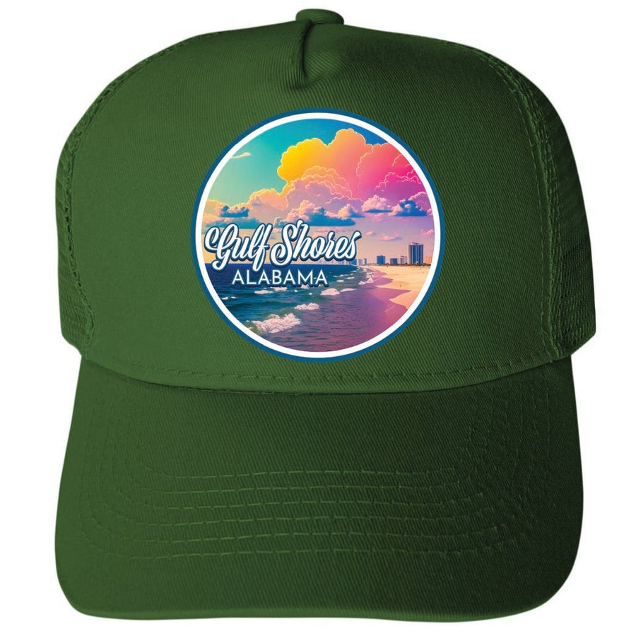 Gulf Shores Alabama Design A Unisex Mesh Back Trucker Hat with Adjustable Snapback Image 1