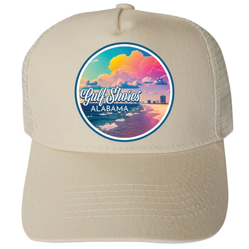 Gulf Shores Alabama Design A Unisex Mesh Back Trucker Hat with Adjustable Snapback Image 3