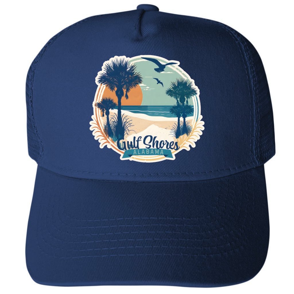 Gulf Shores Alabama Design B Unisex Mesh Back Trucker Hat with Adjustable Snapback Image 2