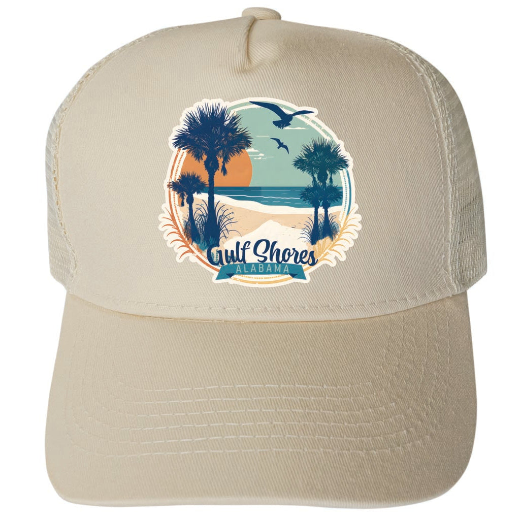 Gulf Shores Alabama Design B Unisex Mesh Back Trucker Hat with Adjustable Snapback Image 3