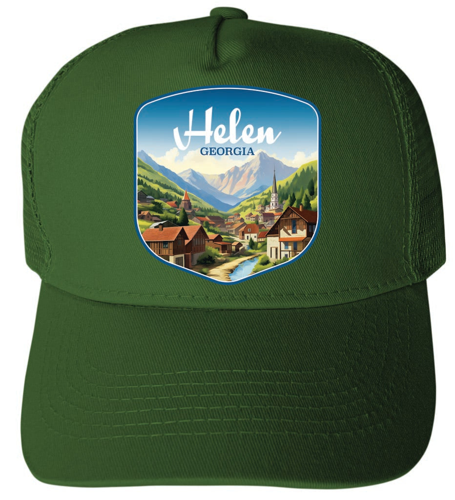 Helen Georgia Town in Mountains Design B Unisex Mesh Back Trucker Hat with Adjustable Snapback Image 2