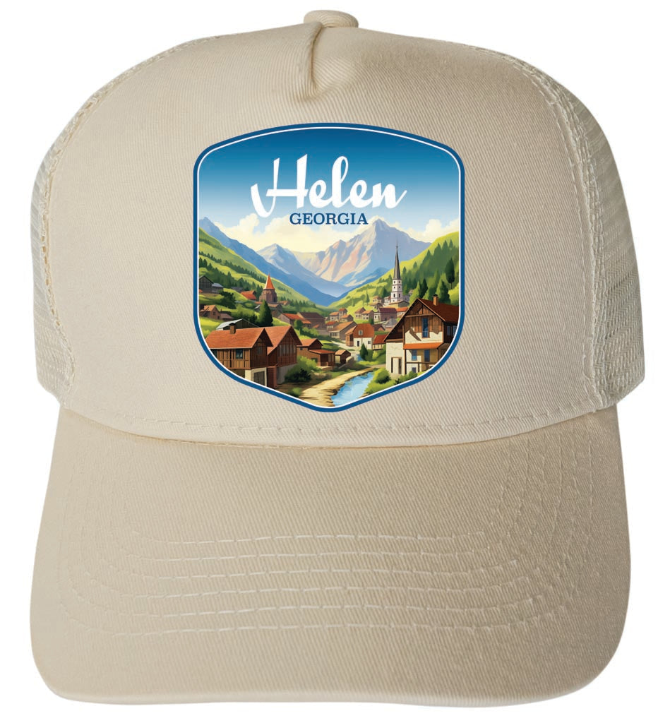 Helen Georgia Town in Mountains Design B Unisex Mesh Back Trucker Hat with Adjustable Snapback Image 3