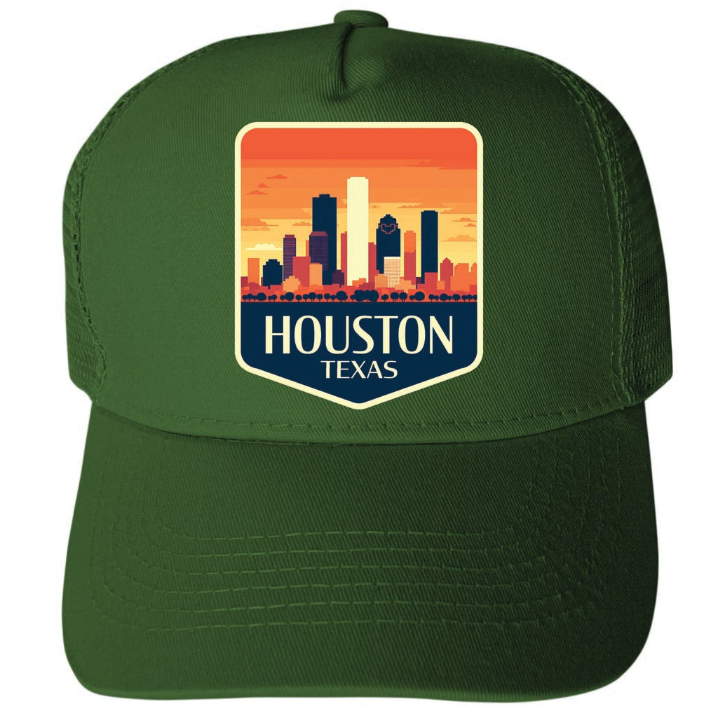 Houston Texas Design B Unisex Mesh Back Trucker Hat with Adjustable Snapback Image 1