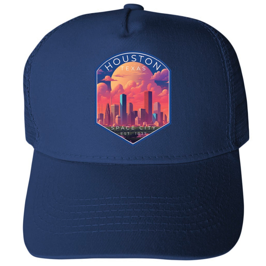 Houston Texas Design A Unisex Mesh Back Trucker Hat with Adjustable Snapback Image 1