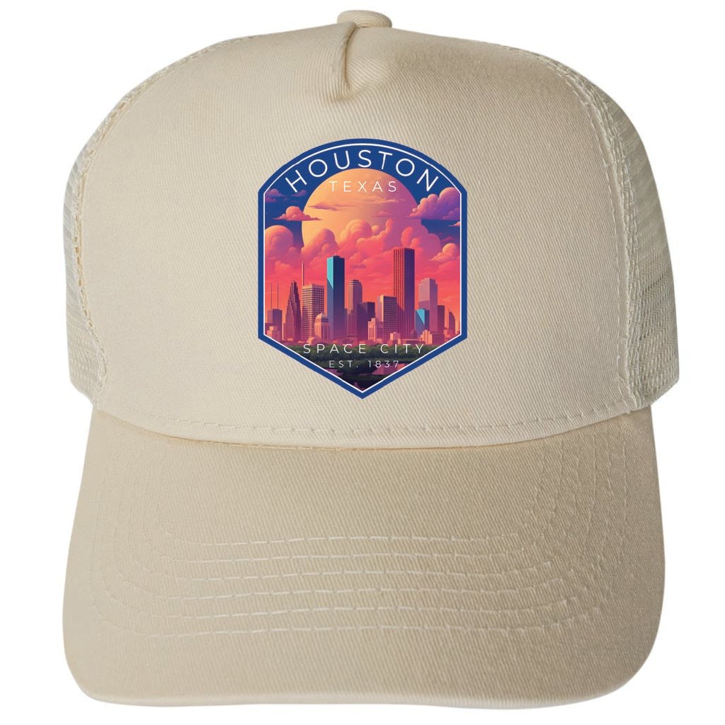 Houston Texas Design A Unisex Mesh Back Trucker Hat with Adjustable Snapback Image 3