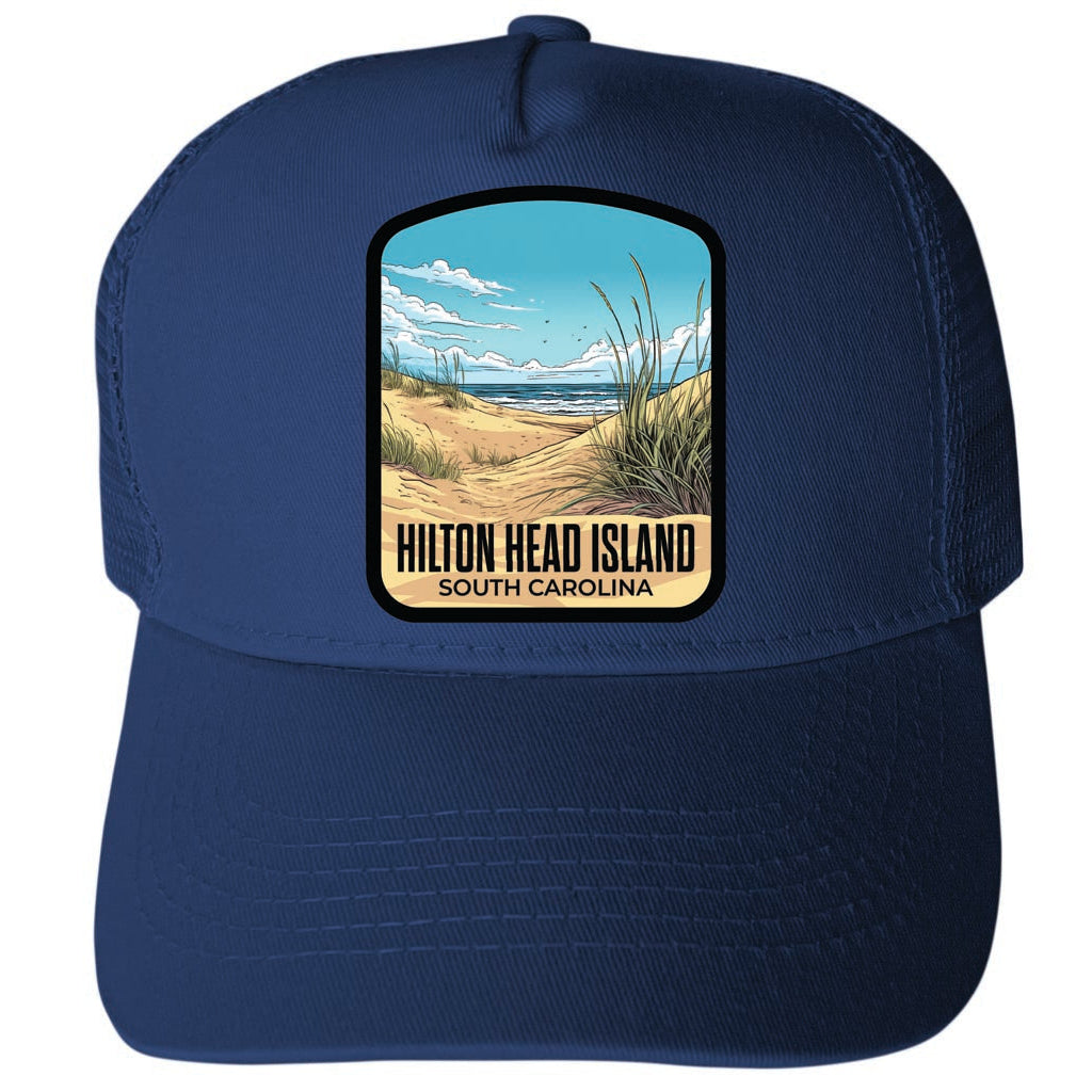 Hilton Head Island South Carolina Design A Unisex Mesh Back Trucker Hat with Adjustable Snapback Image 1