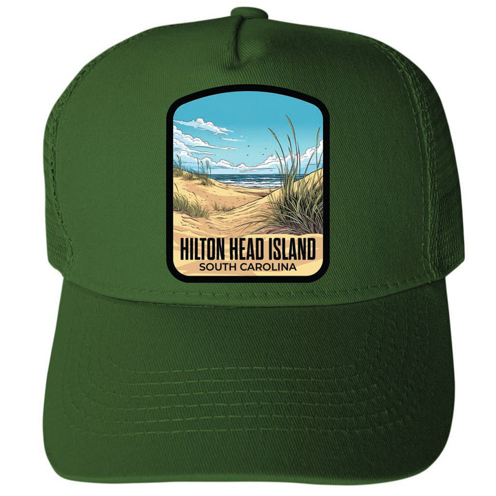 Hilton Head Island South Carolina Design A Unisex Mesh Back Trucker Hat with Adjustable Snapback Image 2