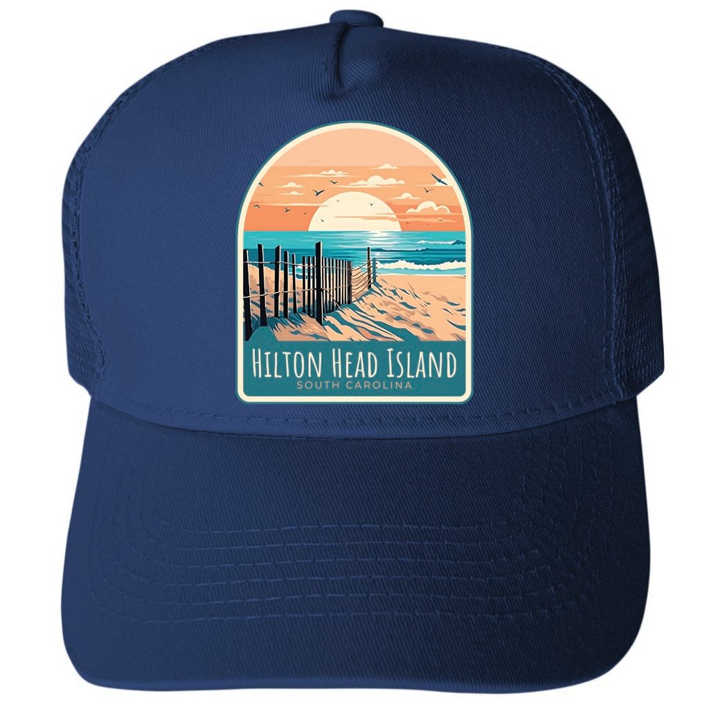 Hilton Head Island South Carolina Design C Unisex Mesh Back Trucker Hat with Adjustable Snapback Image 1