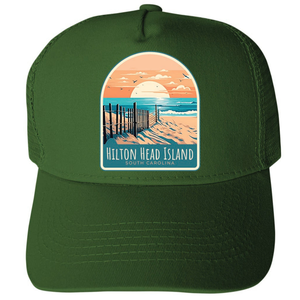 Hilton Head Island South Carolina Design C Unisex Mesh Back Trucker Hat with Adjustable Snapback Image 2