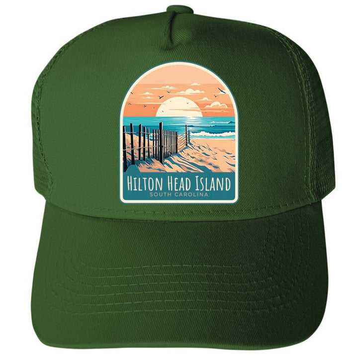 Hilton Head Island South Carolina Design C Unisex Mesh Back Trucker Hat with Adjustable Snapback Image 1