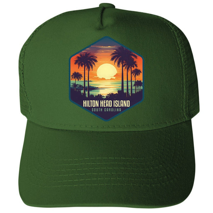 Hilton Head Island South Carolina Design B Unisex Mesh Back Trucker Hat with Adjustable Snapback Image 1