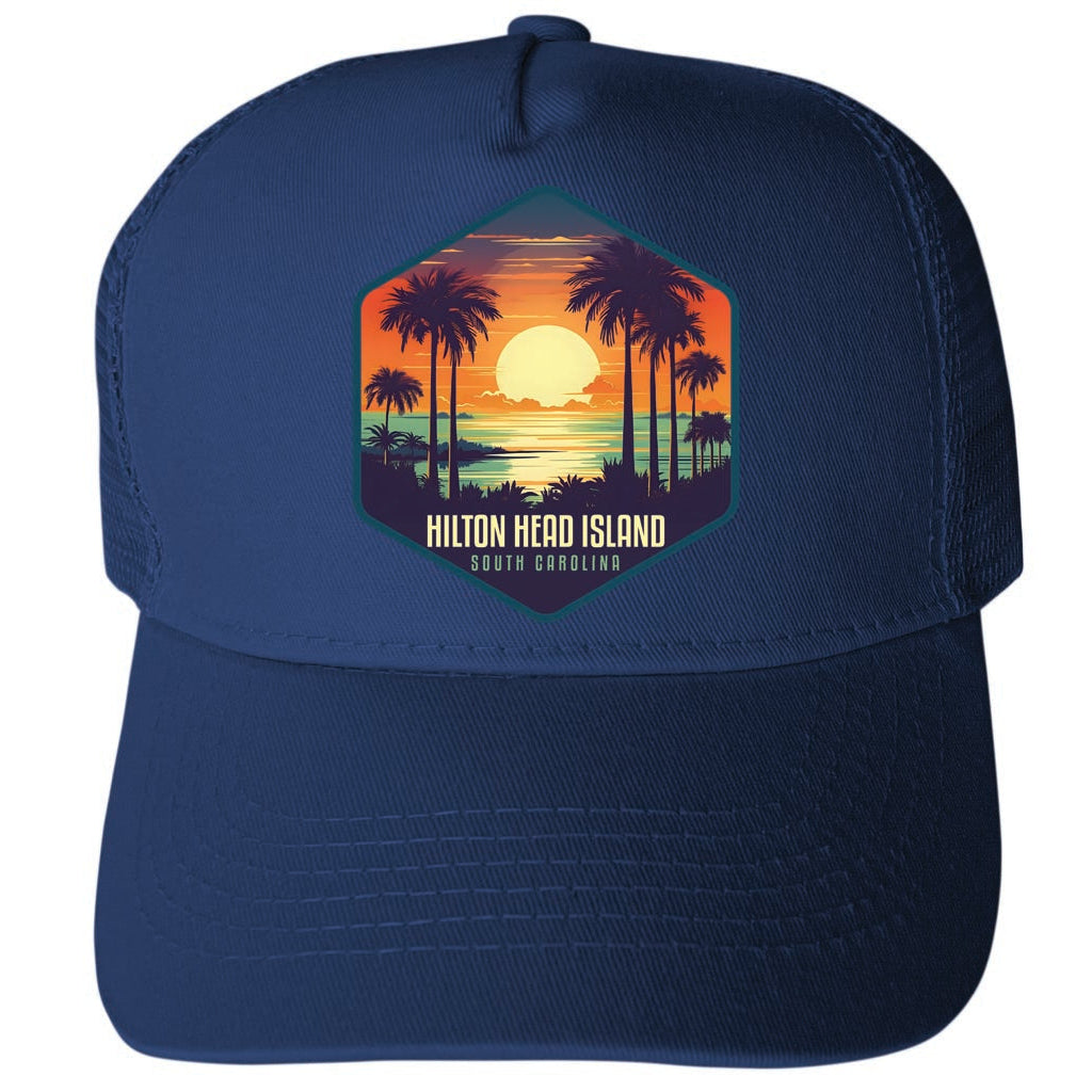 Hilton Head Island South Carolina Design B Unisex Mesh Back Trucker Hat with Adjustable Snapback Image 2