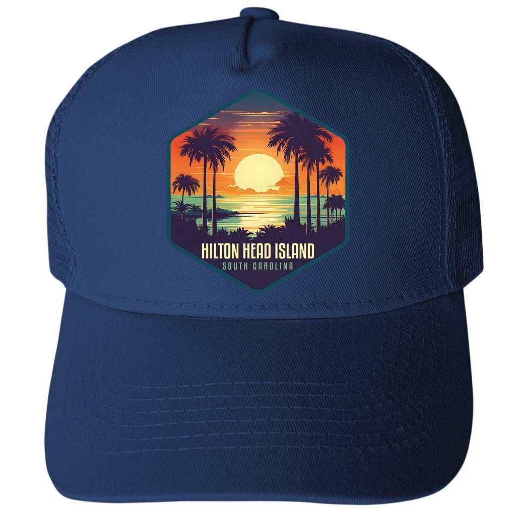 Hilton Head Island South Carolina Design B Unisex Mesh Back Trucker Hat with Adjustable Snapback Image 1