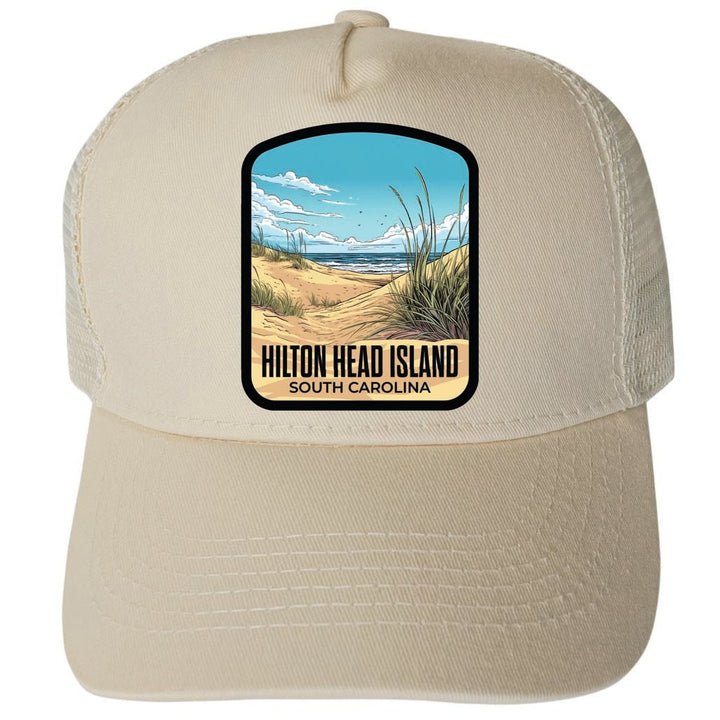 Hilton Head Island South Carolina Design A Unisex Mesh Back Trucker Hat with Adjustable Snapback Image 3