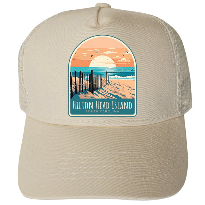 Hilton Head Island South Carolina Design C Unisex Mesh Back Trucker Hat with Adjustable Snapback Image 3