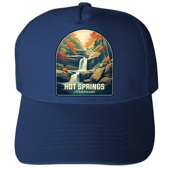 Hot Springs Arkansas Autumn Waterfall Design Unisex Mesh Back Trucker Hat with Adjustable Snapback Image 2