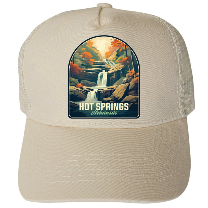 Hot Springs Arkansas Autumn Waterfall Design Unisex Mesh Back Trucker Hat with Adjustable Snapback Image 3