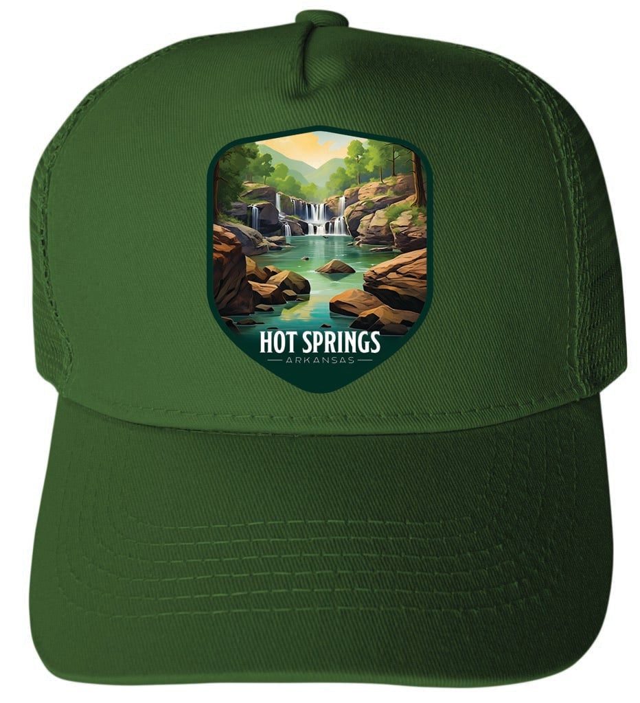 Hot Springs Arkansas Lake Springs Design Unisex Mesh Back Trucker Hat with Adjustable Snapback Image 2