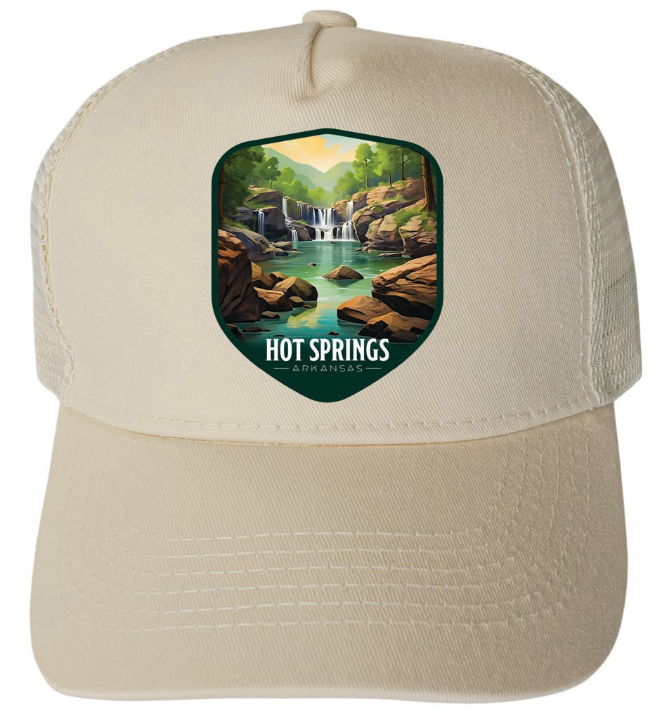 Hot Springs Arkansas Lake Springs Design Unisex Mesh Back Trucker Hat with Adjustable Snapback Image 3