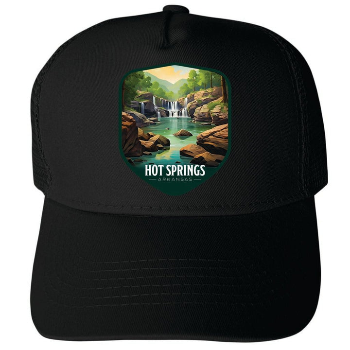 Hot Springs Arkansas Lake Springs Design Unisex Mesh Back Trucker Hat with Adjustable Snapback Image 4