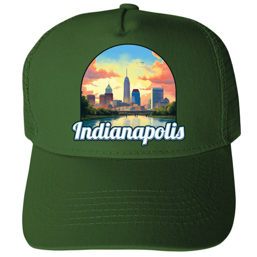 Indianapolis Indiana Design B Unisex Mesh Back Trucker Hat with Adjustable Snapback Image 2