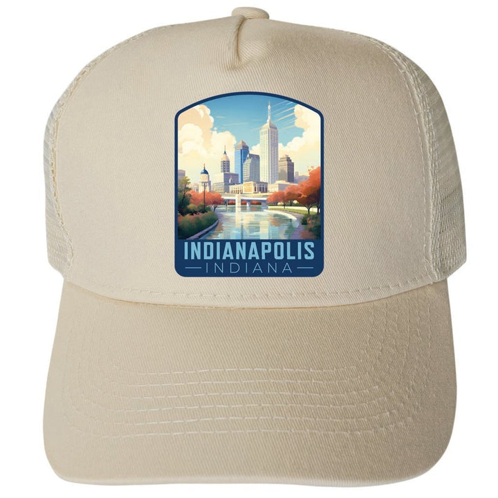 Indianapolis Indiana Design A Unisex Mesh Back Trucker Hat with Adjustable Snapback Image 3