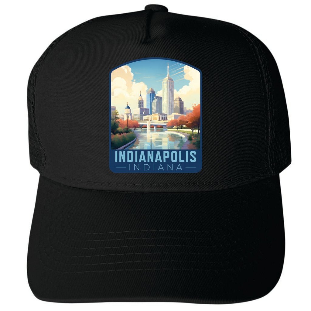 Indianapolis Indiana Design A Unisex Mesh Back Trucker Hat with Adjustable Snapback Image 4