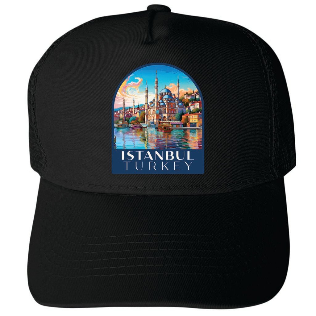 Istanbul Turkey Design A Unisex Mesh Back Trucker Hat with Adjustable Snapback Image 1