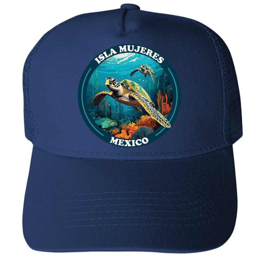 Isla Mujeres Mexico Design B Unisex Mesh Back Trucker Hat with Adjustable Snapback Image 1