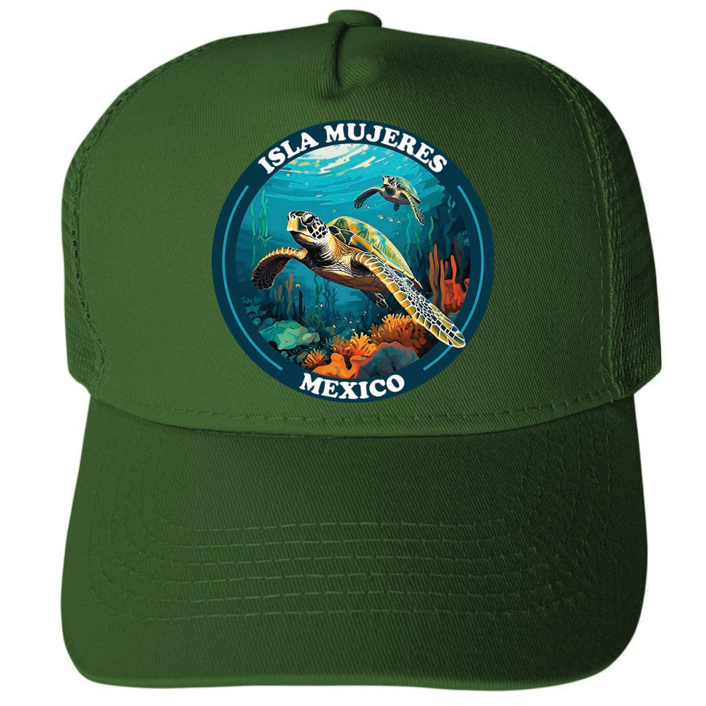 Isla Mujeres Mexico Design B Unisex Mesh Back Trucker Hat with Adjustable Snapback Image 2