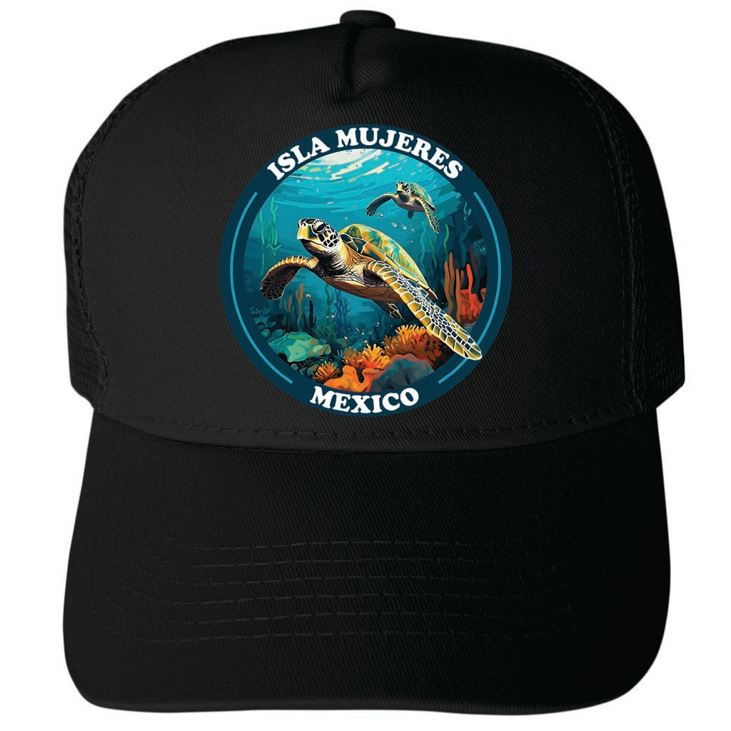 Isla Mujeres Mexico Design B Unisex Mesh Back Trucker Hat with Adjustable Snapback Image 4