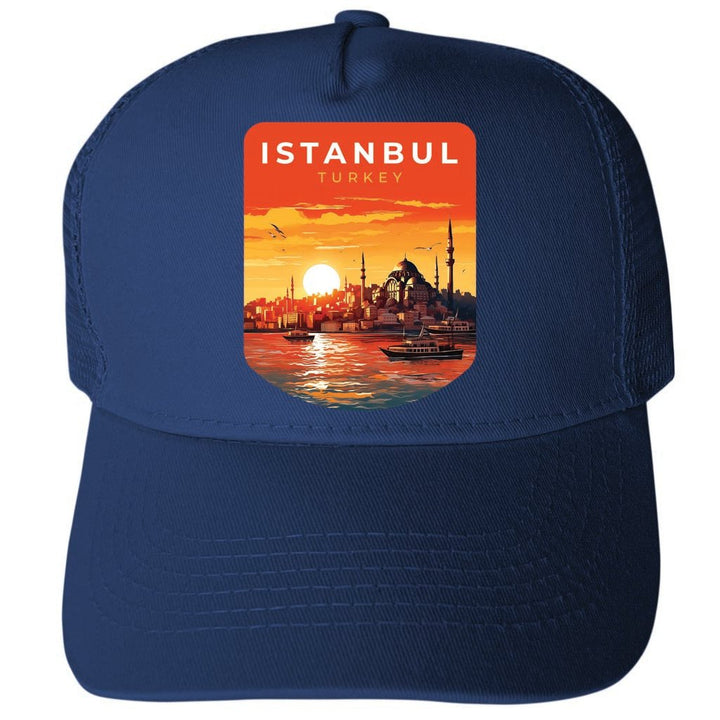 Istanbul Turkey Design B Unisex Mesh Back Trucker Hat with Adjustable Snapback Image 1