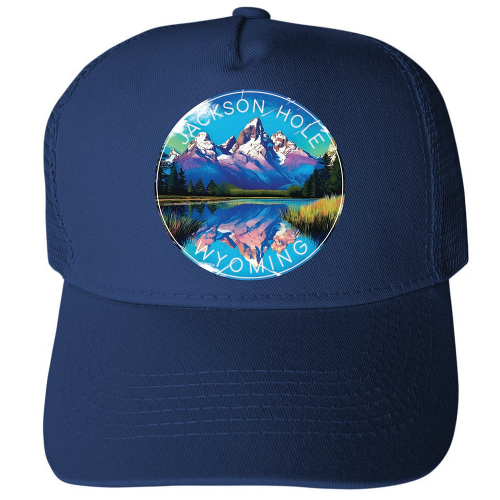 Jackson Hole Wyoming Design C Unisex Mesh Back Trucker Hat with Adjustable Snapback Image 2