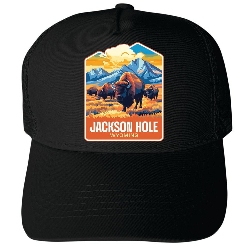 Jackson Hole Wyoming Design A Unisex Mesh Back Trucker Hat with Adjustable Snapback Image 4