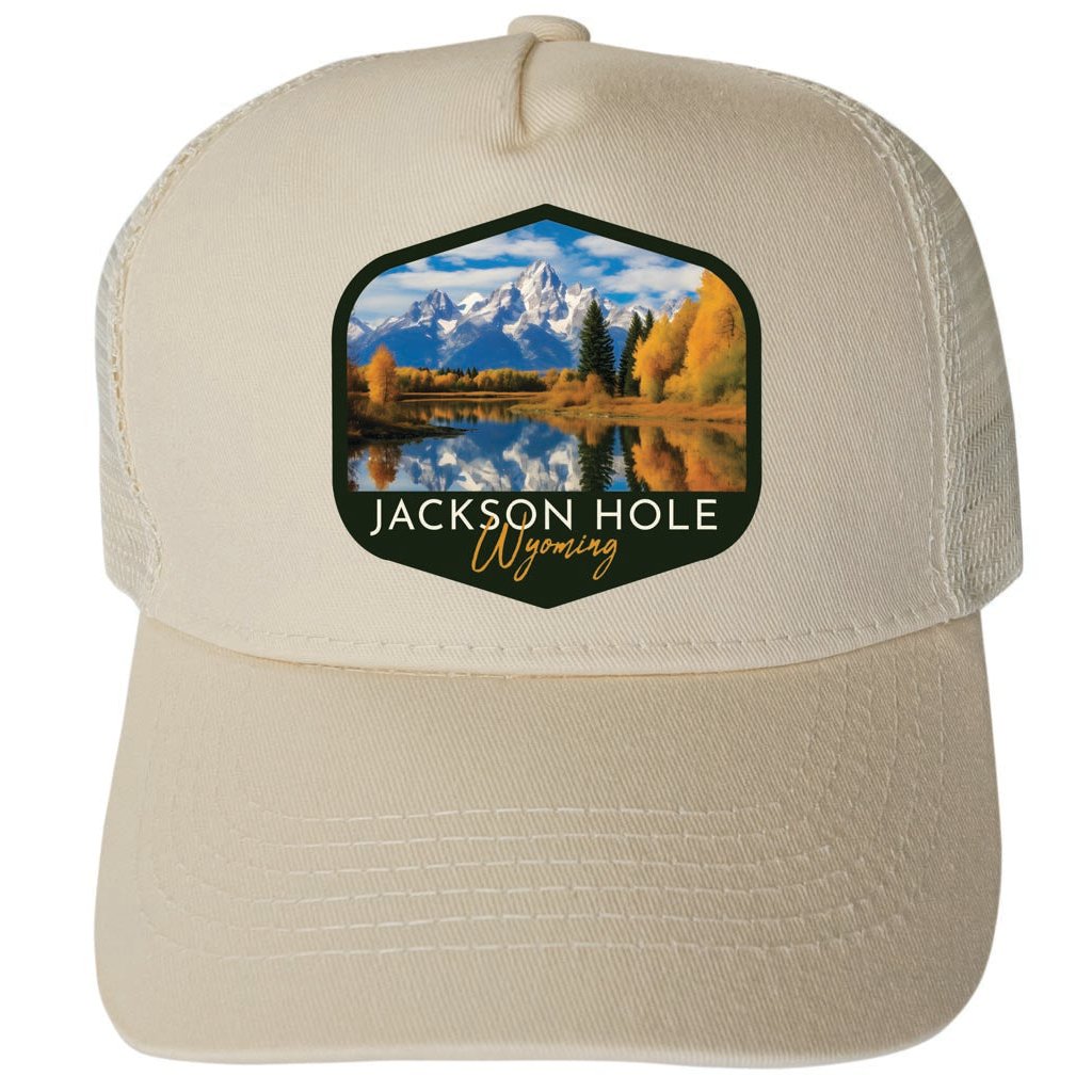 Jackson Hole Wyoming Design B Unisex Mesh Back Trucker Hat with Adjustable Snapback Image 3