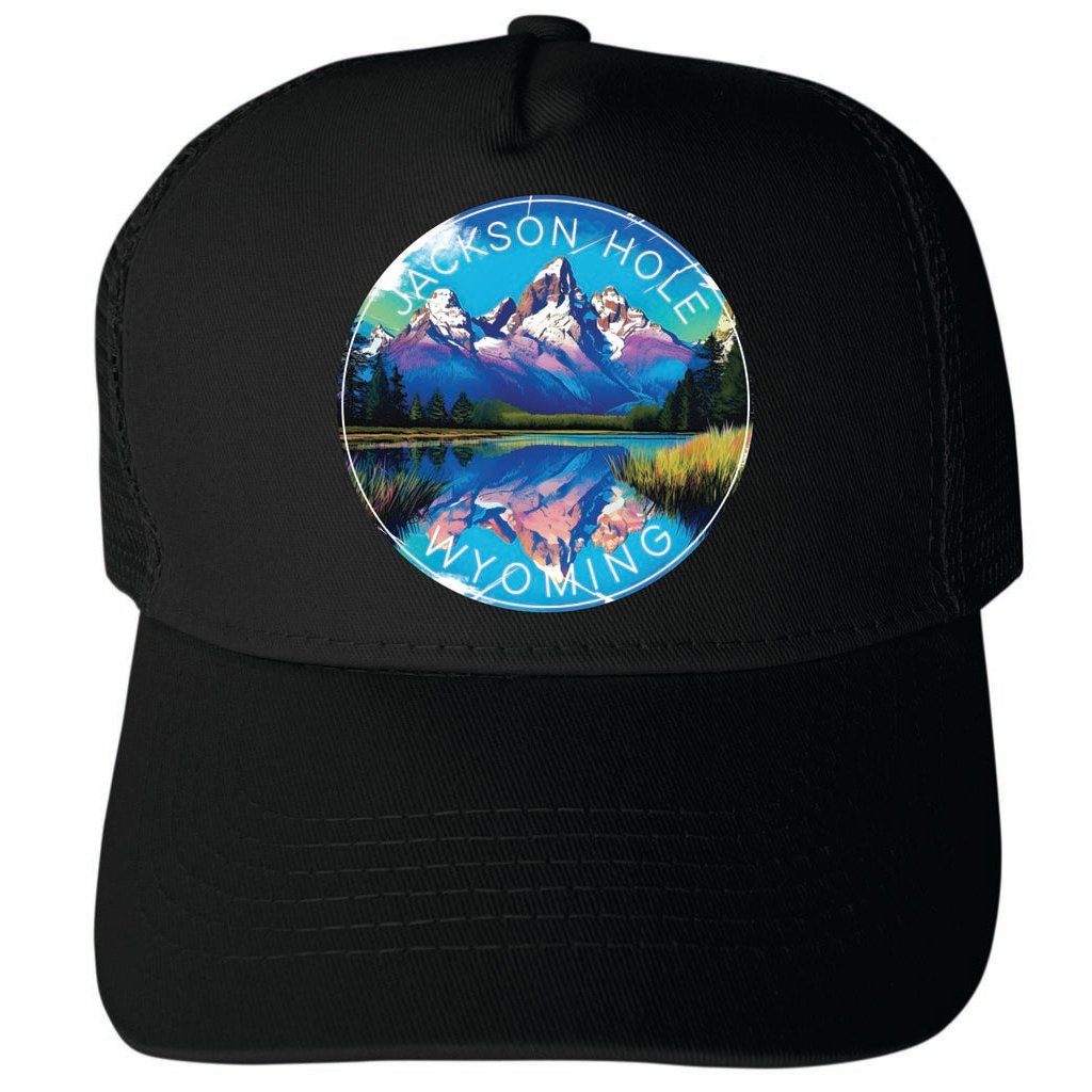 Jackson Hole Wyoming Design C Unisex Mesh Back Trucker Hat with Adjustable Snapback Image 3