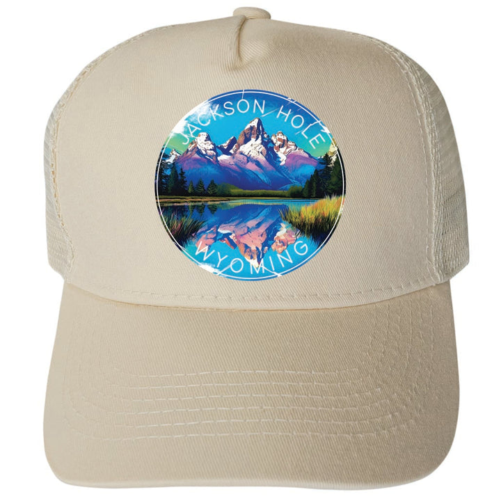 Jackson Hole Wyoming Design C Unisex Mesh Back Trucker Hat with Adjustable Snapback Image 4