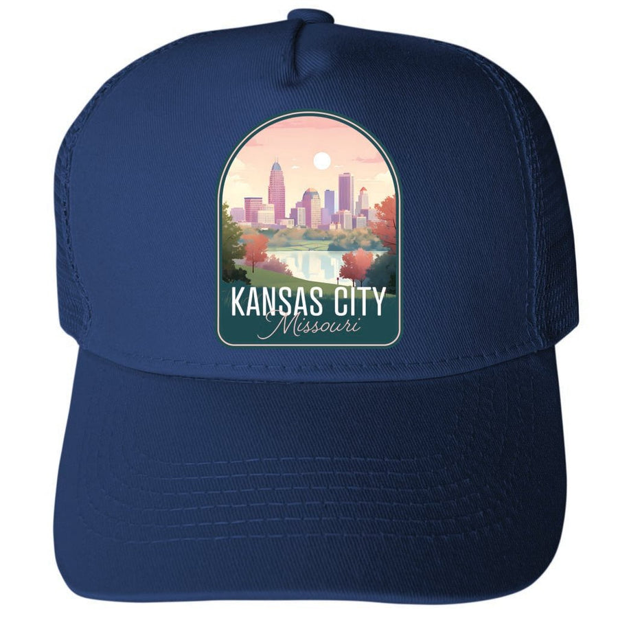 Kansas City Missouri Design B Unisex Mesh Back Trucker Hat with Adjustable Snapback Image 1